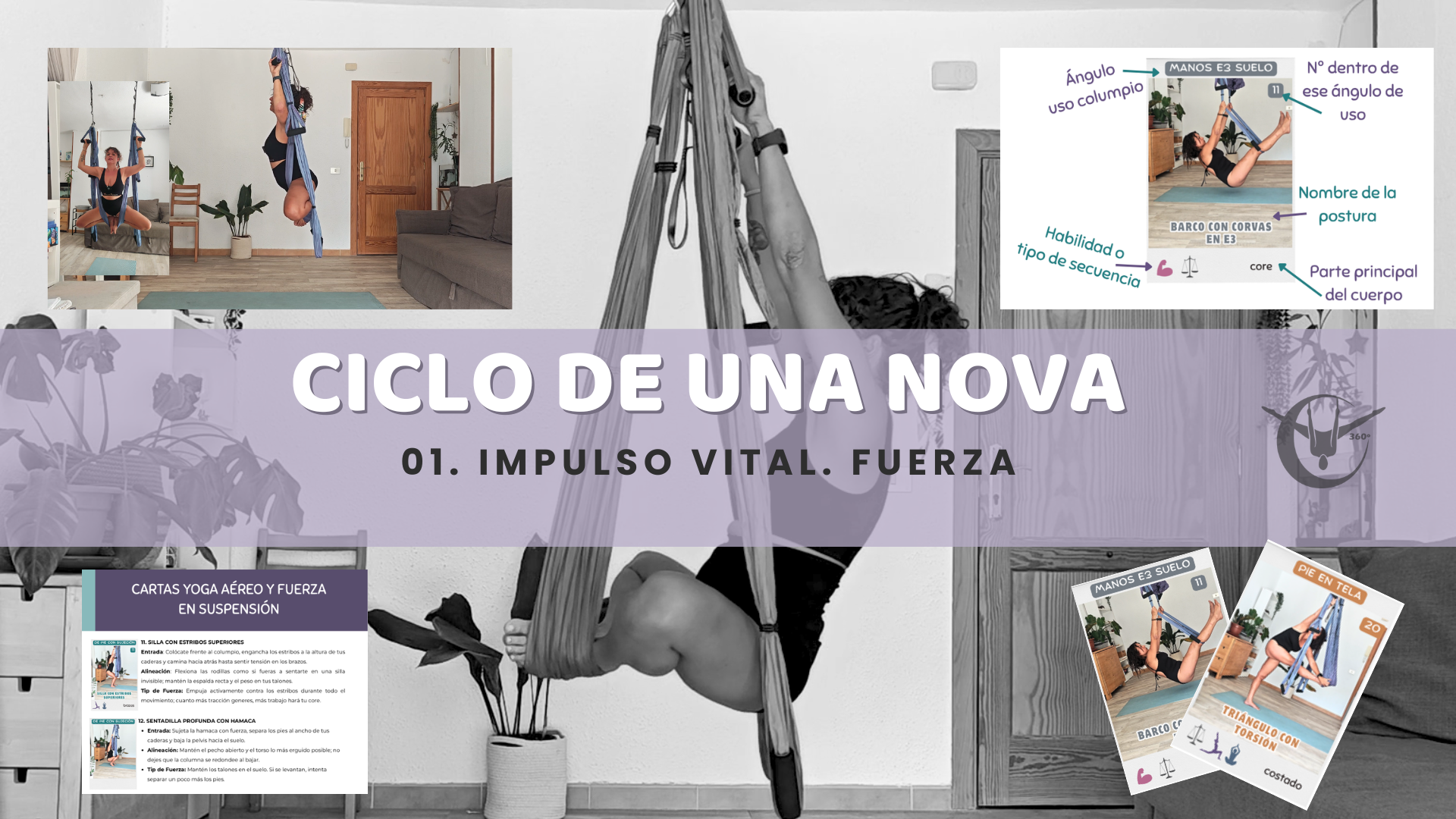 Pack 1.1 Impulso Vital. Clase Online + Cartas de secuencias de yoga aéreo